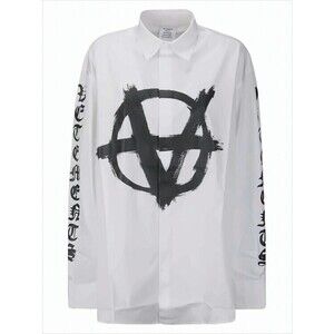 Vetements Classic Button-Up Shirt With Bold Logo And Text Design - NWT